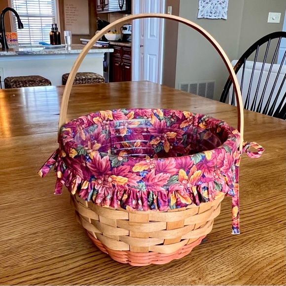 ⭐️ 1995 Longaberger Pumpkin Basket Fabric Liner Plastic Protector - Picture 6 of 8